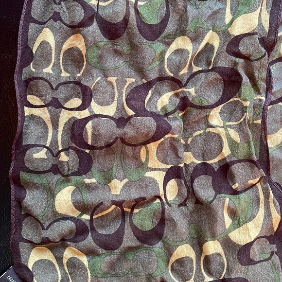 Coach khaki camouflage sheer silk signature c scarf - Picture 4 of 10
